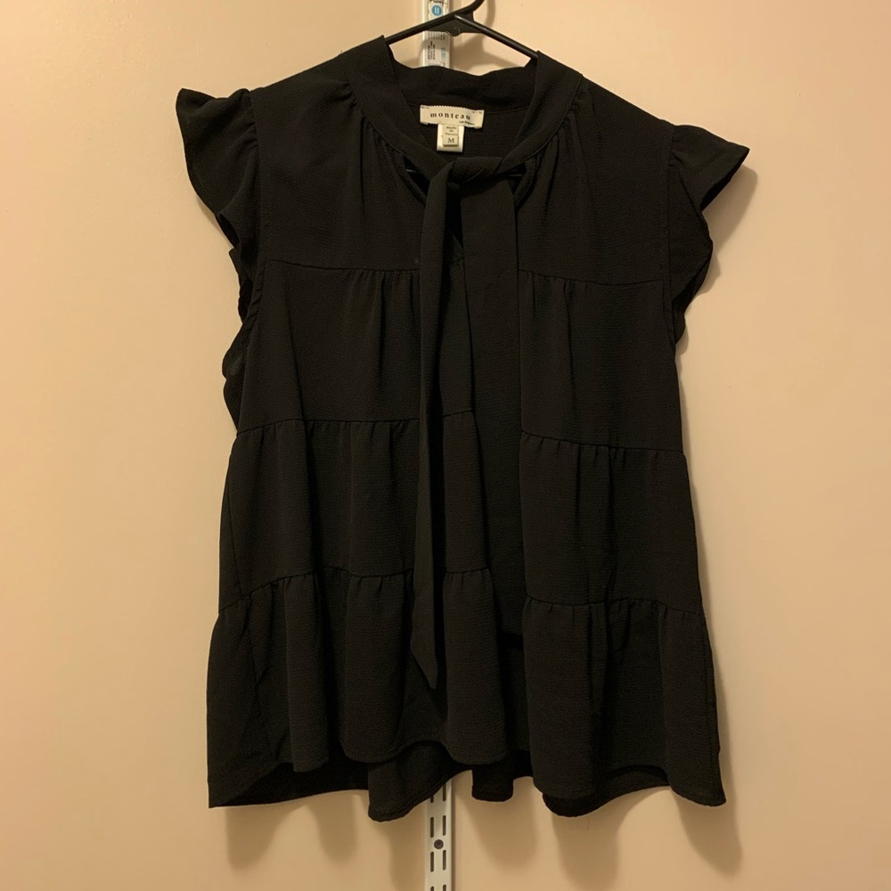 Black Blouse w/ Front Tie